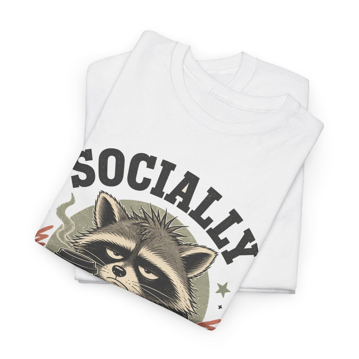 Socially Exhausted Raccoon T-Shirt Funny Introvert Coffee