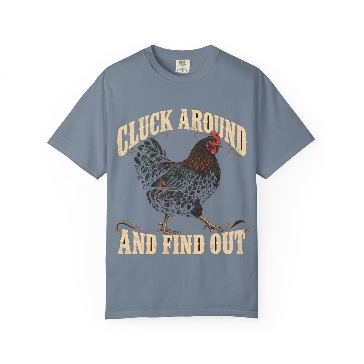 Cluck Around and Find Out Black Hen Tee Funny Chicken FAFO Pun Shirt