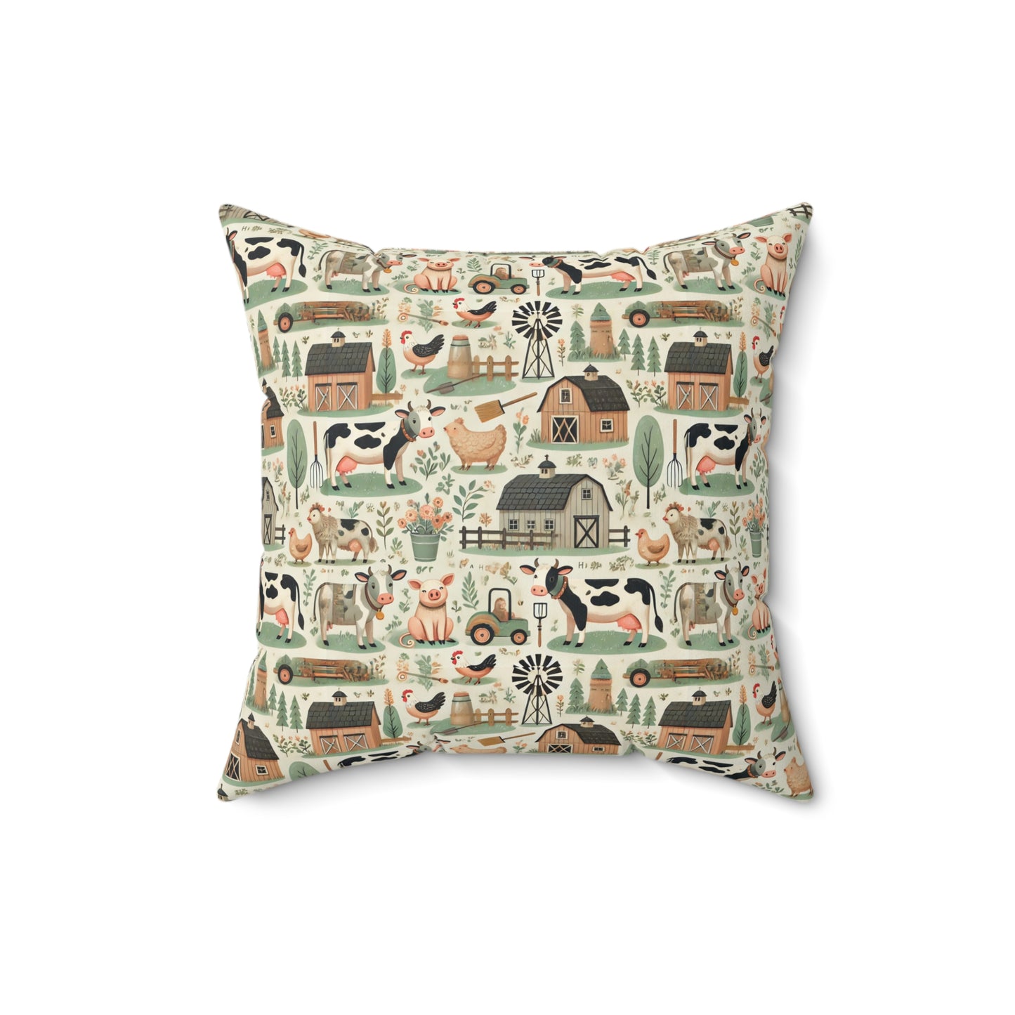 Farm animals Spun Polyester Square Pillow