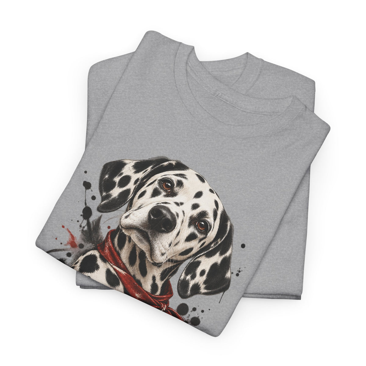 Dalmatian Red Bandana T-Shirt Dog Portrait Splatter Art Tee