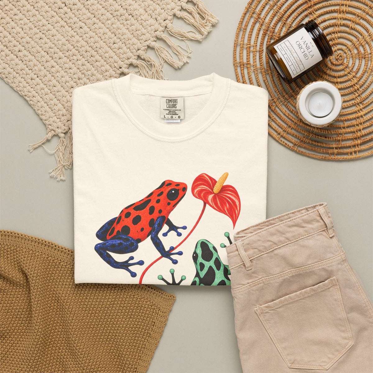 Poison Dart Frogs Anthurium Tee Colorful Dart Frog Red Flower Tropical Wildlife Shirt