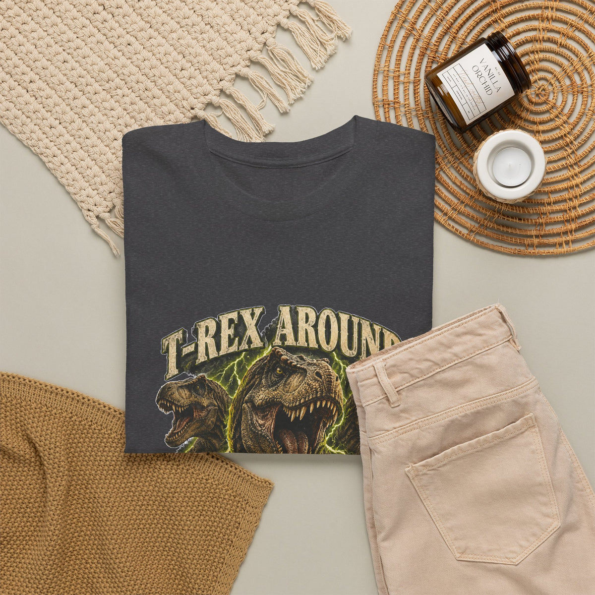 T-Rex Around and Find Out T-Shirt Funny Dinosaur Graphic Tee Retro 90s Style