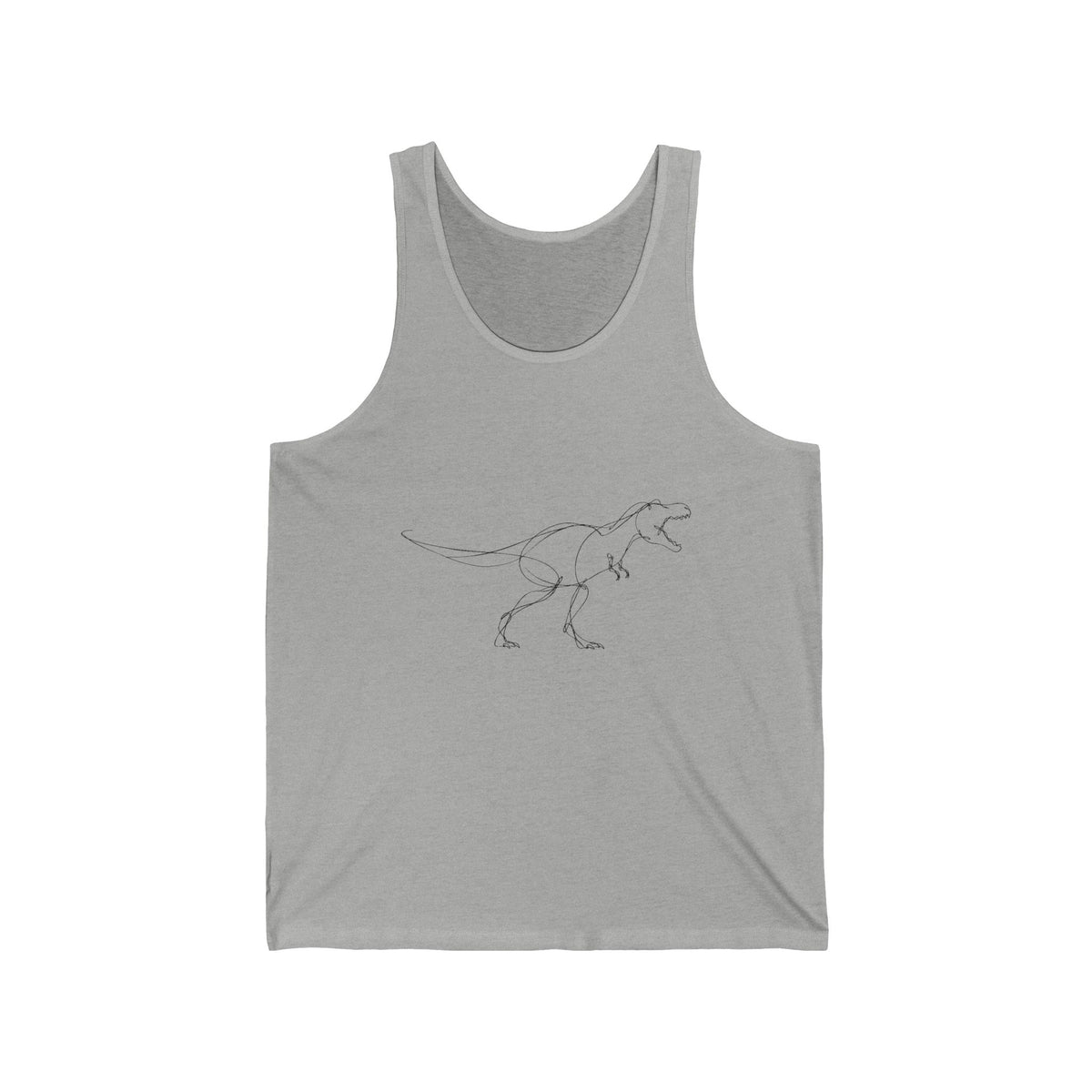 Minimal Line Art T-Rex Tank Top Simple Dinosaur Sketch