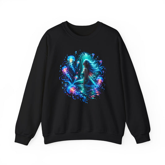 Glowing Jellyfish Mermaid Sweatshirt Bioluminescent Ocean Fantasy Mermaid Crewneck