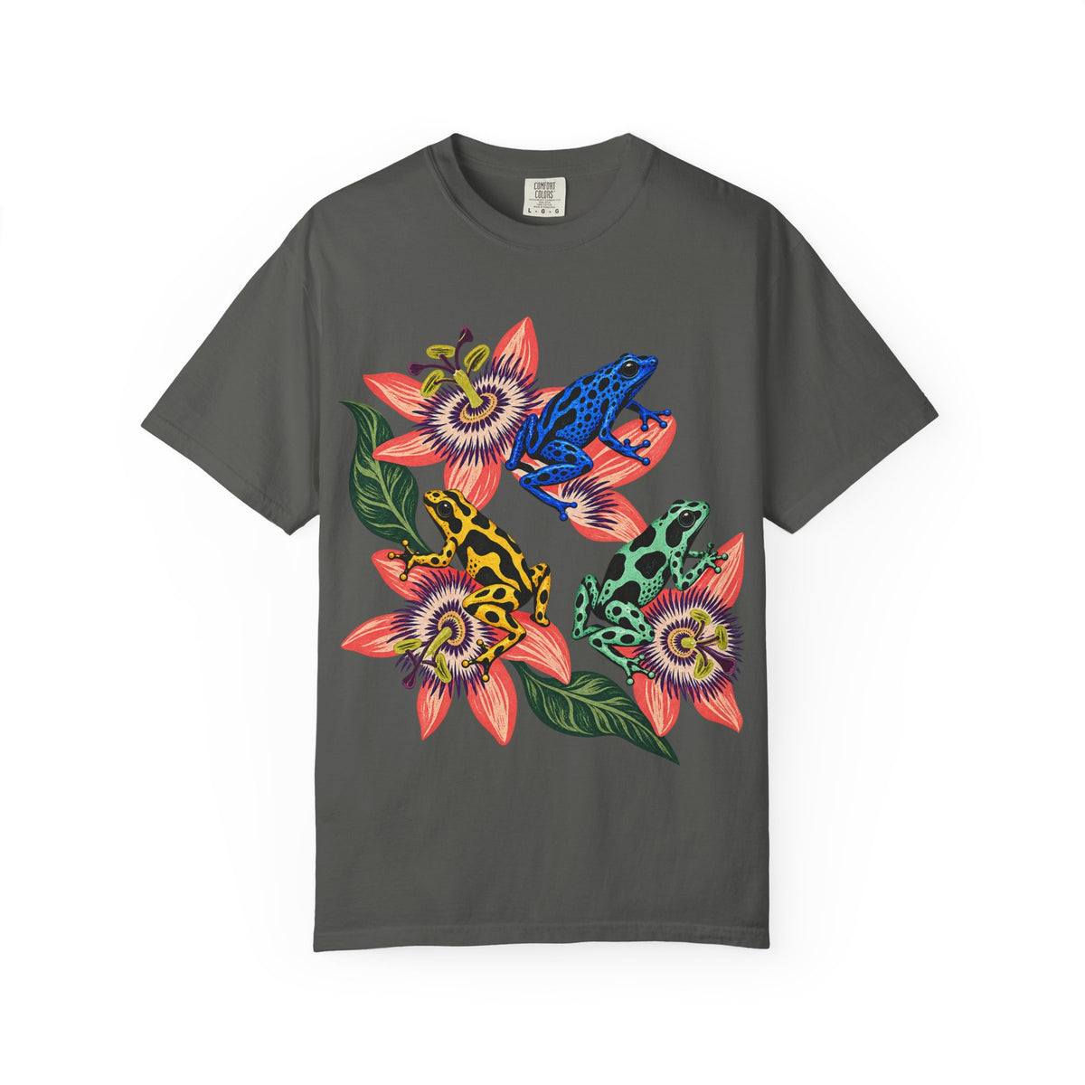 Poison Dart Frogs Passion Flowers Tee Colorful Dart Frog Tropical Flower Wildlife Shirt