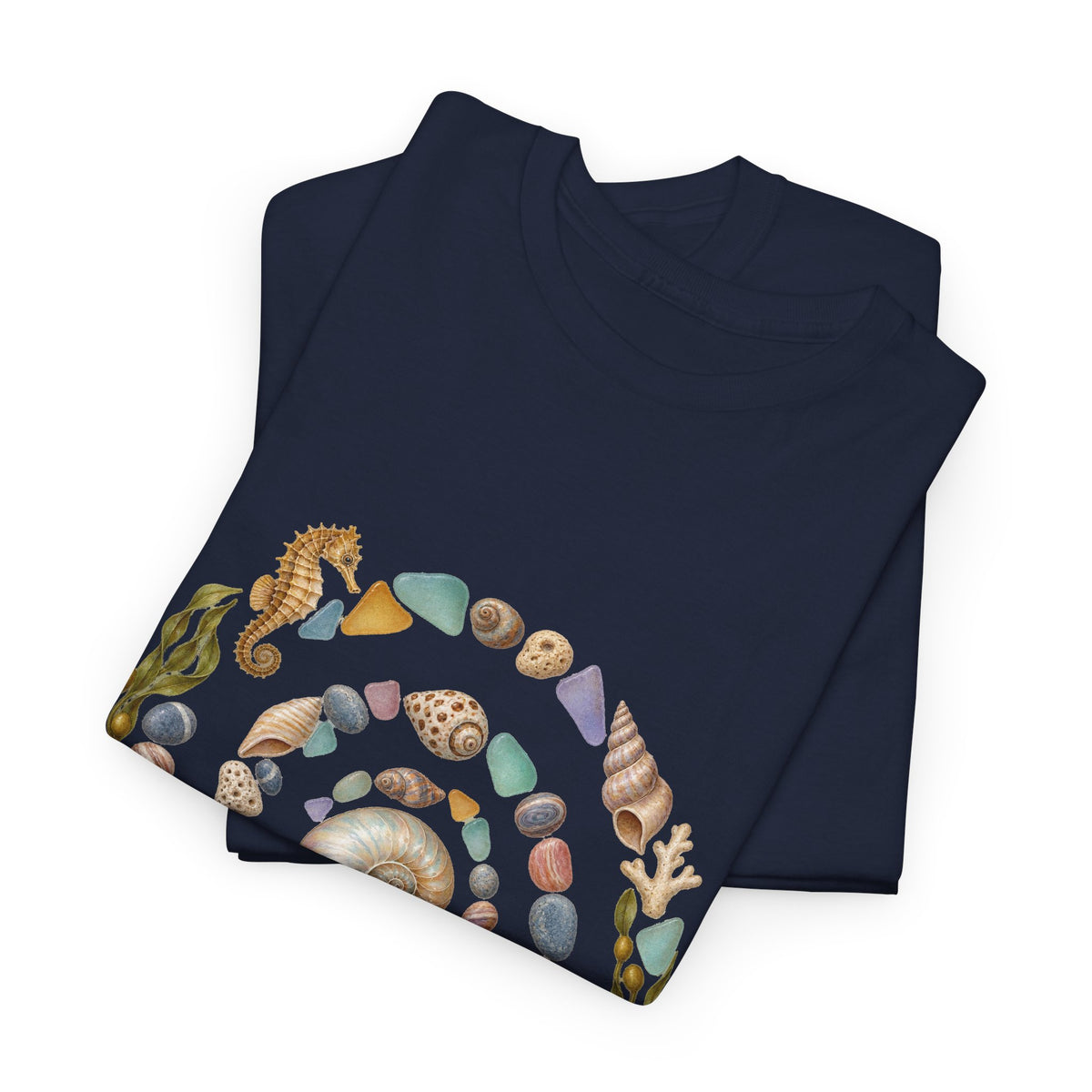 Nautilus Seashell Spiral T-Shirt Ocean Beach Shells Seahorse Starfish Tee