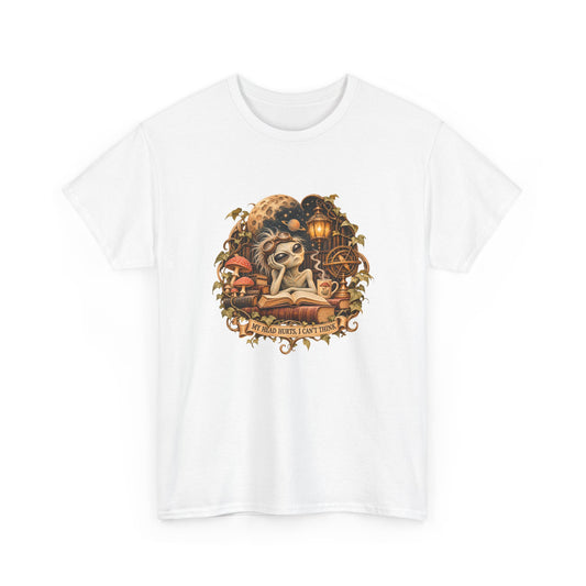 My Head Hurts I Can't Think T-Shirt Alien Scholar Books Funny Tee