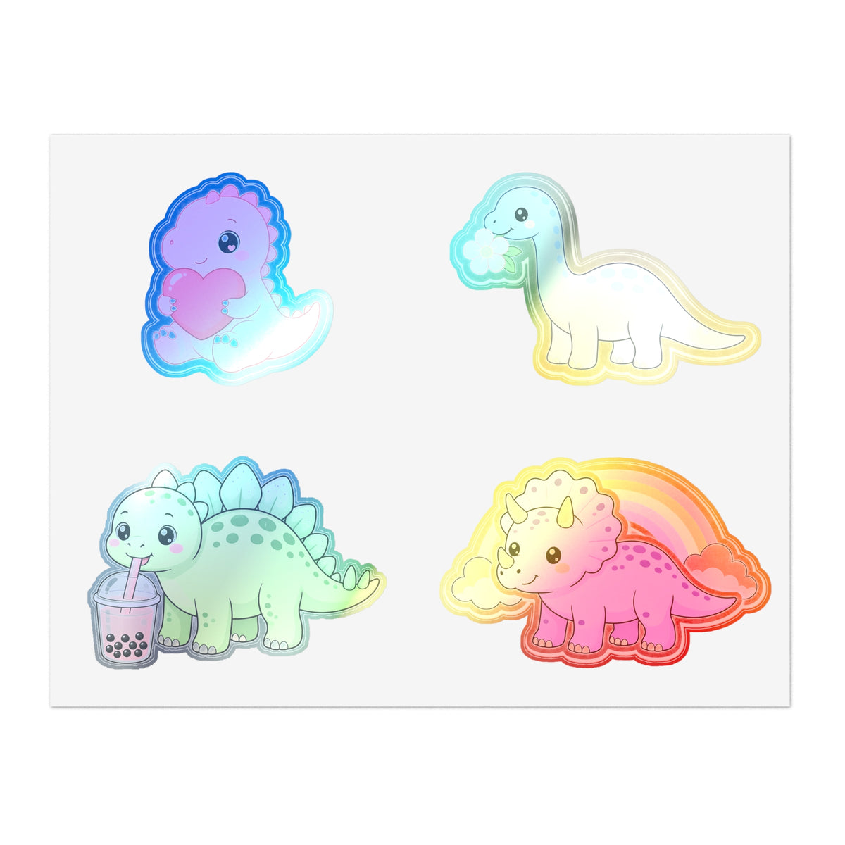 Cute Kawaii Dinosaur Sticker Sheet 4 Pastel Dino Stickers Laptop Water Bottle