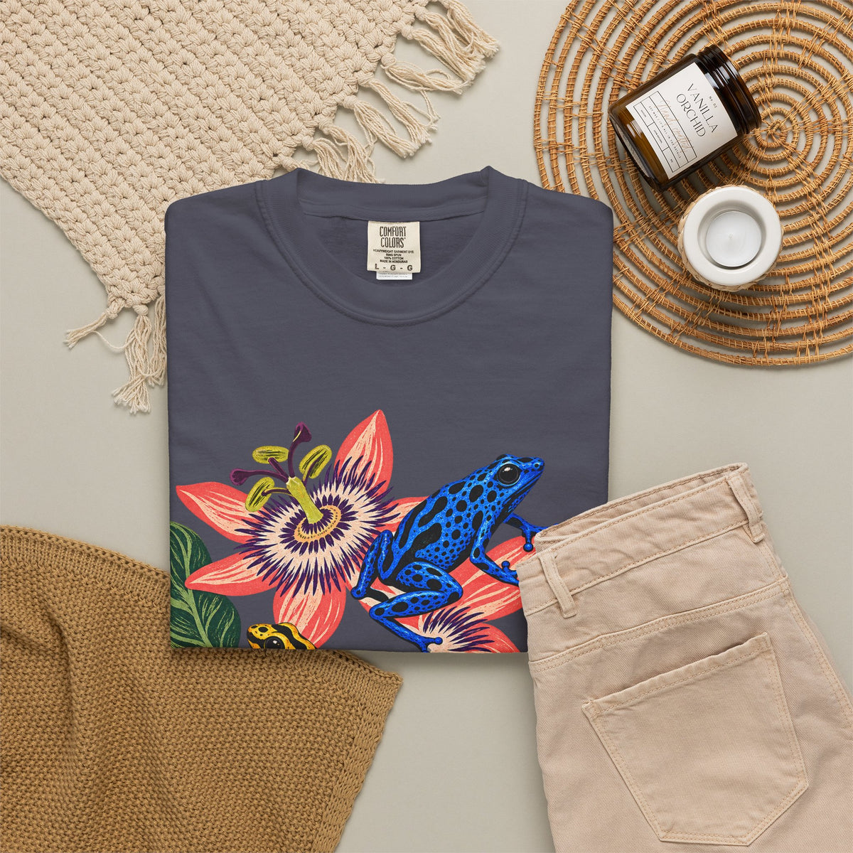 Poison Dart Frogs Passion Flowers Tee Colorful Dart Frog Tropical Flower Wildlife Shirt