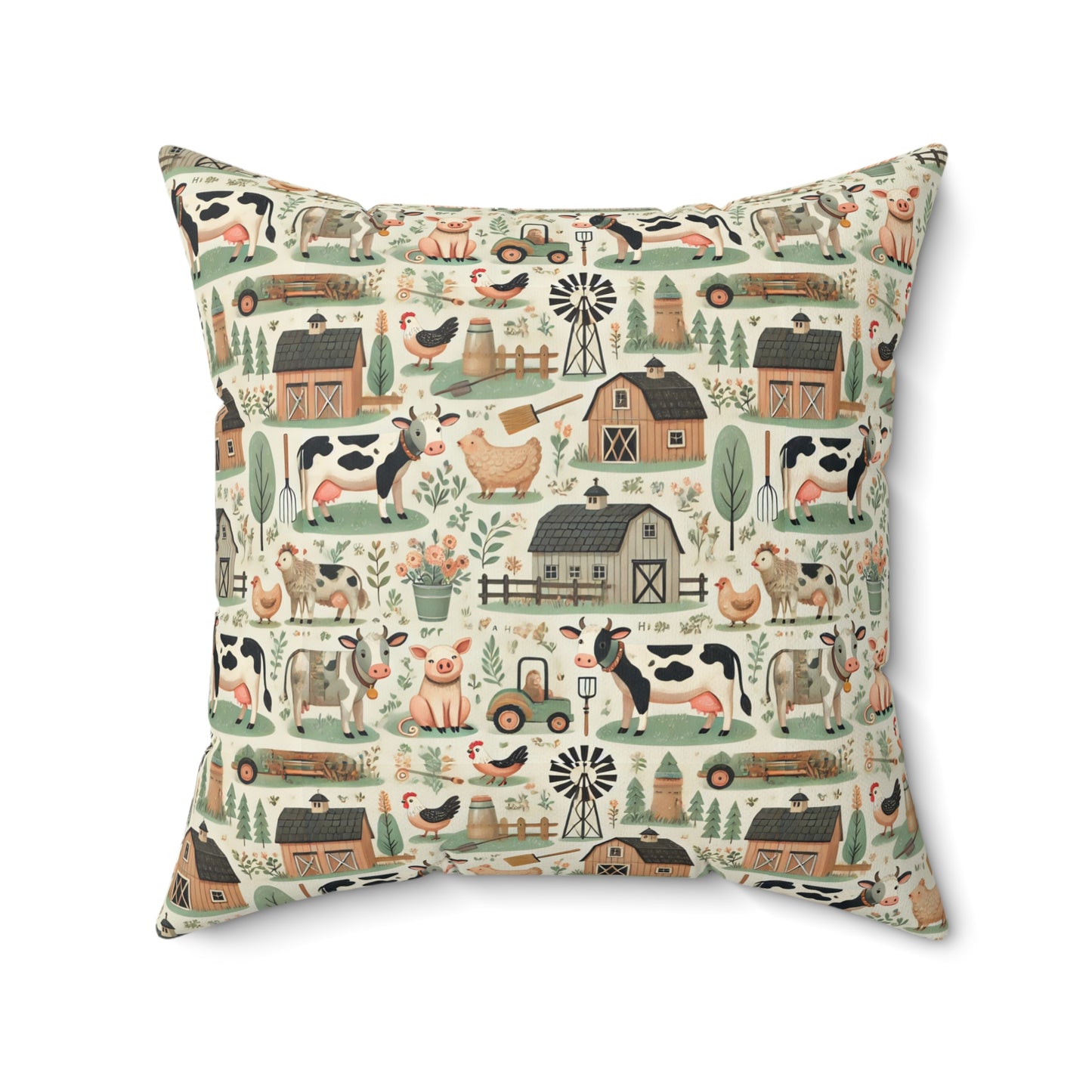 Farm animals Spun Polyester Square Pillow