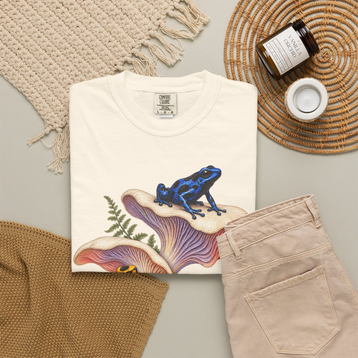 Poison Dart Frogs Mushroom Forest Tee Colorful Dart Frog Fungi Fern Wildlife Shirt