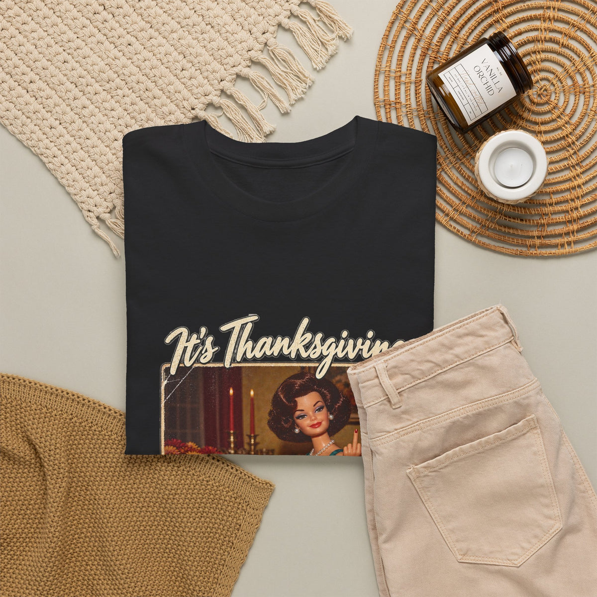 Its Thanksgiving Time to Give Everyone the Bird Funny Tee Retro Brunette Doll Turkey Sarcastic Shirt