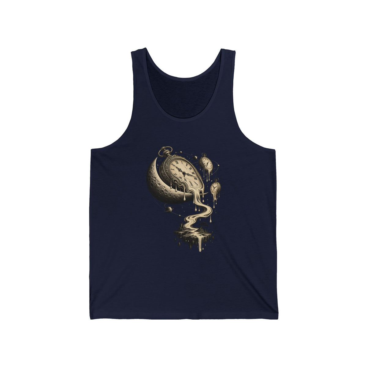 Melting Pocket Watch Crescent Moon Tank Top Surreal Celestial Tank