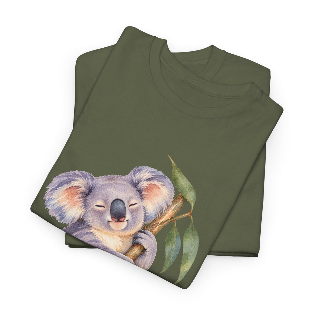 Sleeping Koala T-Shirt Watercolor Eucalyptus Branch Cute Animal Tee