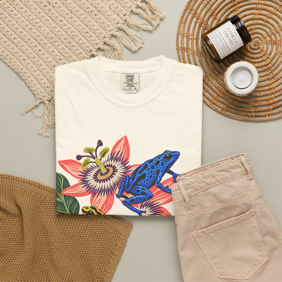 Poison Dart Frogs Passion Flowers Tee Colorful Dart Frog Tropical Flower Wildlife Shirt