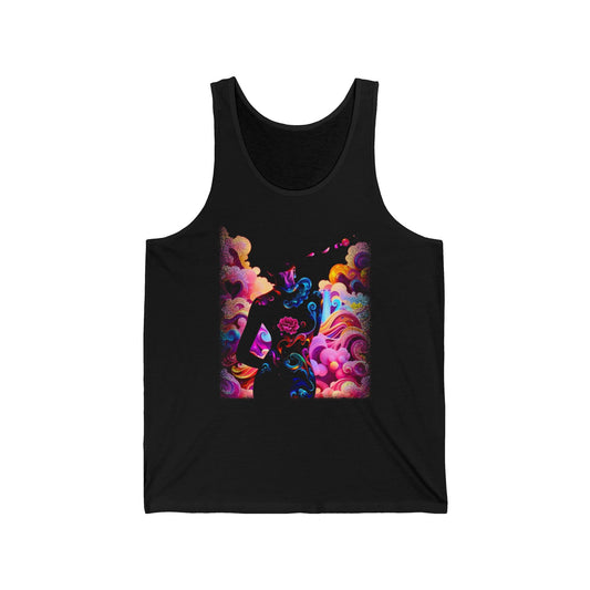 Neon Flower Cloud Silhouette Graphic Tank Top Unisex Jersey Tank