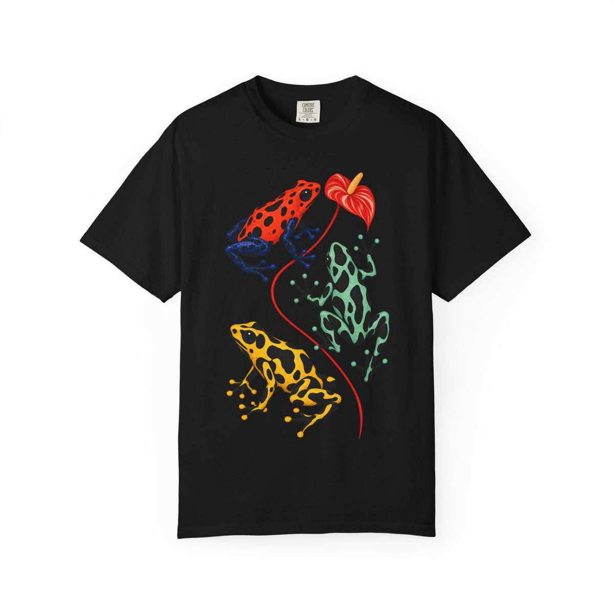 Poison Dart Frogs Anthurium Tee Colorful Dart Frog Red Flower Tropical Wildlife Shirt