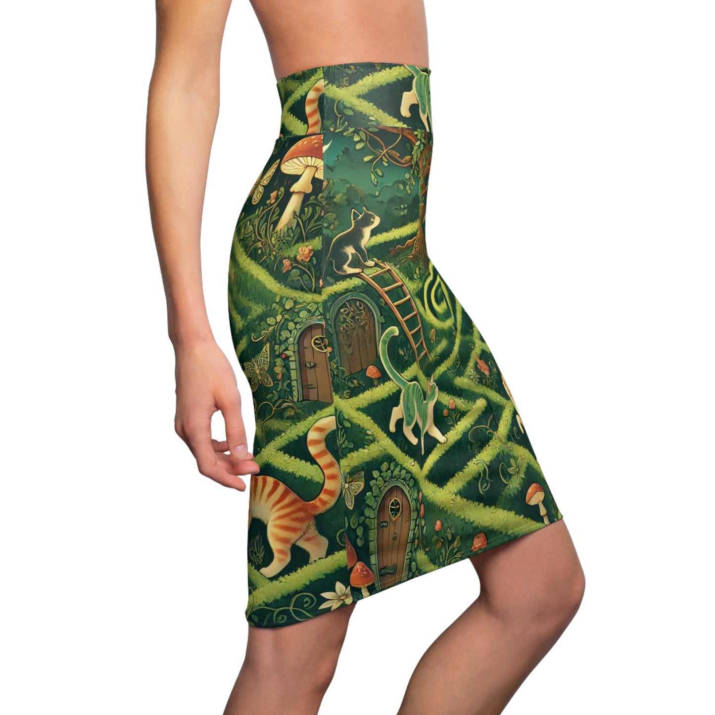 Pencil Skirt - Maze Cat Design