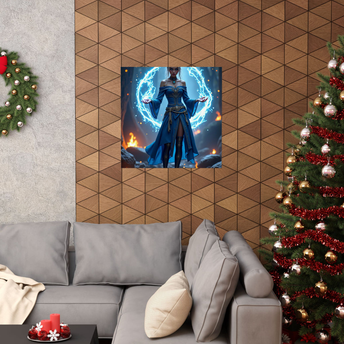 Mystic Sorceress Blue Magic Poster Matte Vertical Wall Art