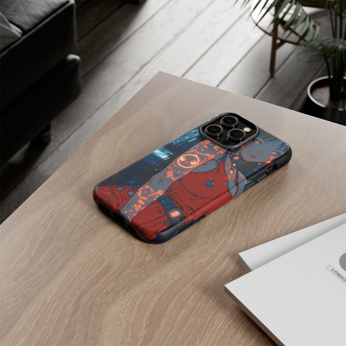 Tattooed Girl Neon Car Tough Phone Case iPhone Samsung Pixel