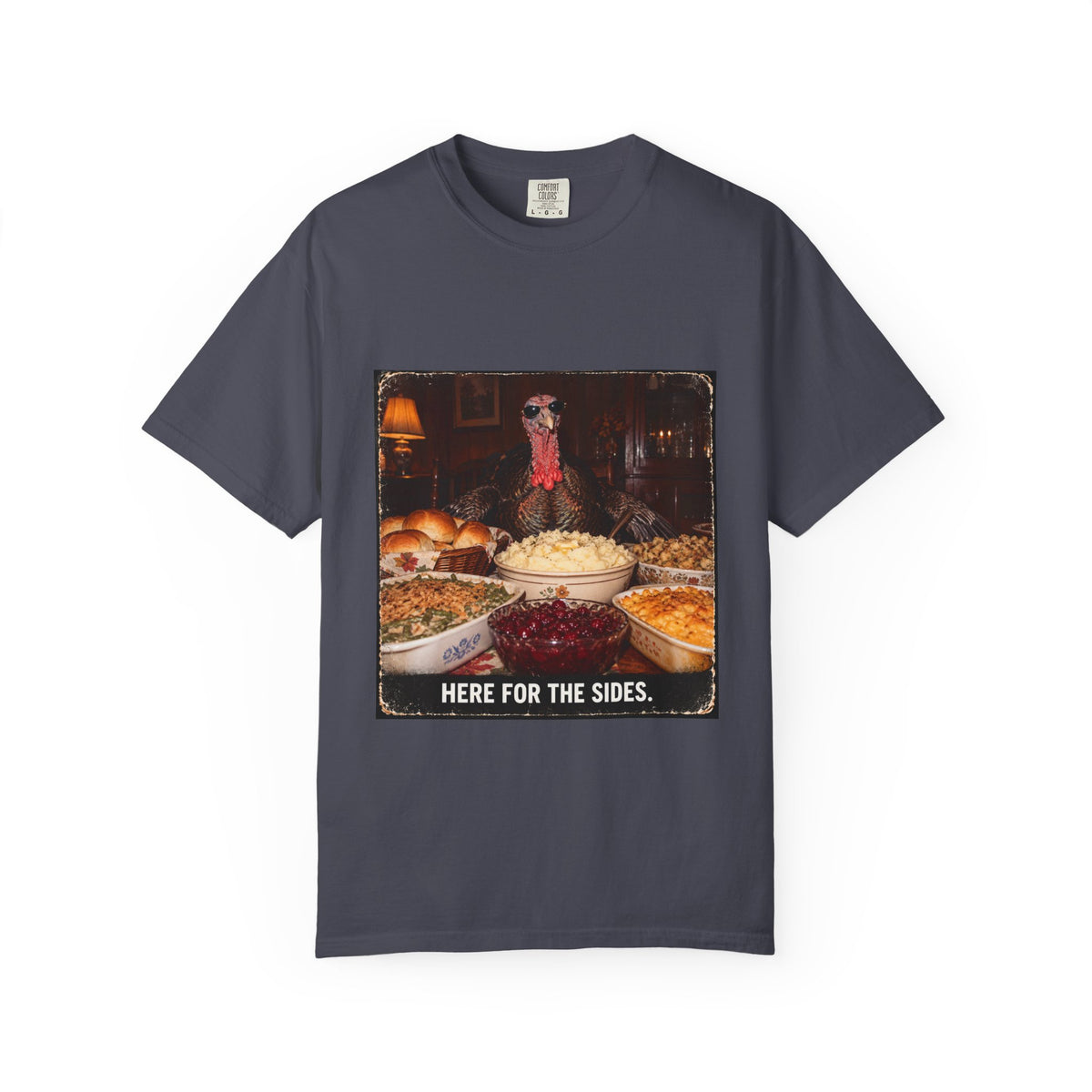 Here for the Sides Funny Thanksgiving Turkey Tee Cool Turkey Sunglasses Side Dishes Meme Shirt