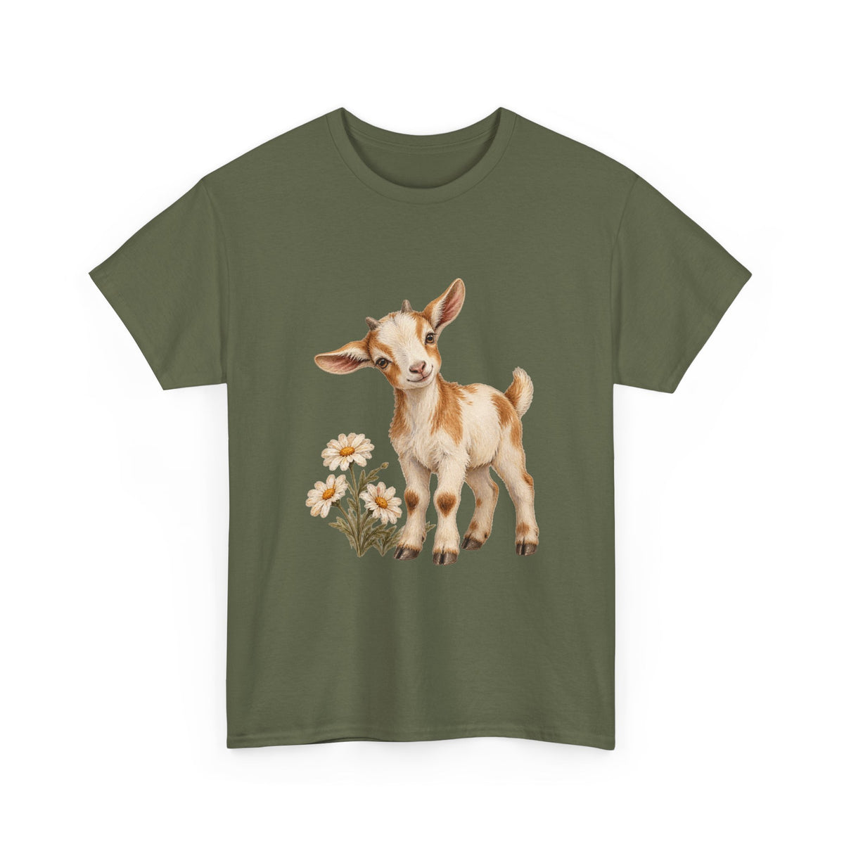 Spotted Baby Goat Daisies Tee Cute Kid Goat Daisy Flowers Farm Animal Shirt