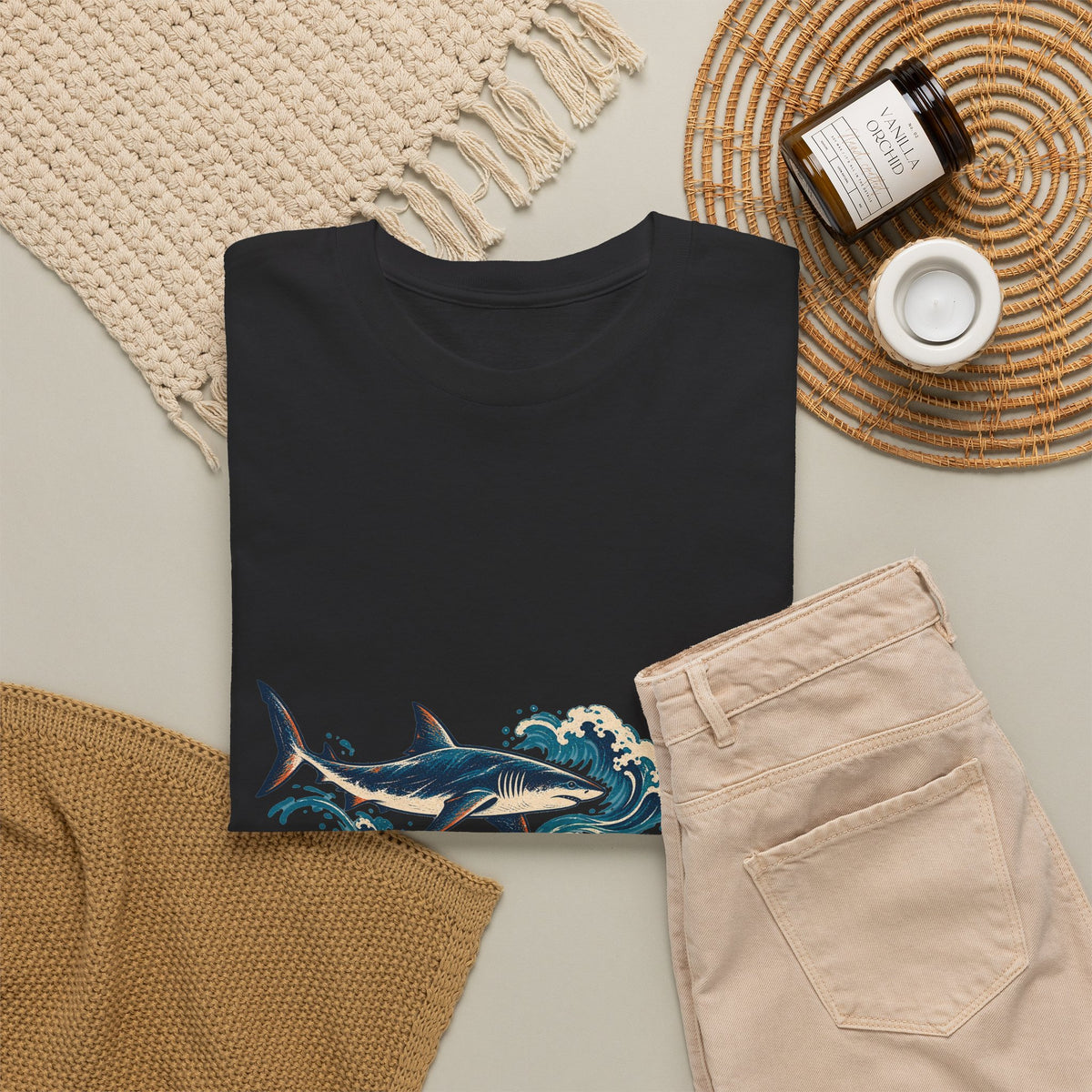 Great White Sharks Ukiyo Wave Tee Japanese Woodblock Shark Ocean Coral Shirt