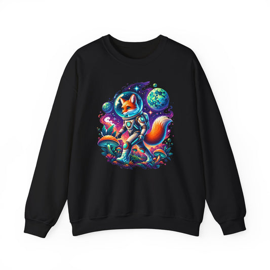 Fox Astronaut Sweatshirt Space Fox Glowing Mushroom Planet Galaxy Crewneck