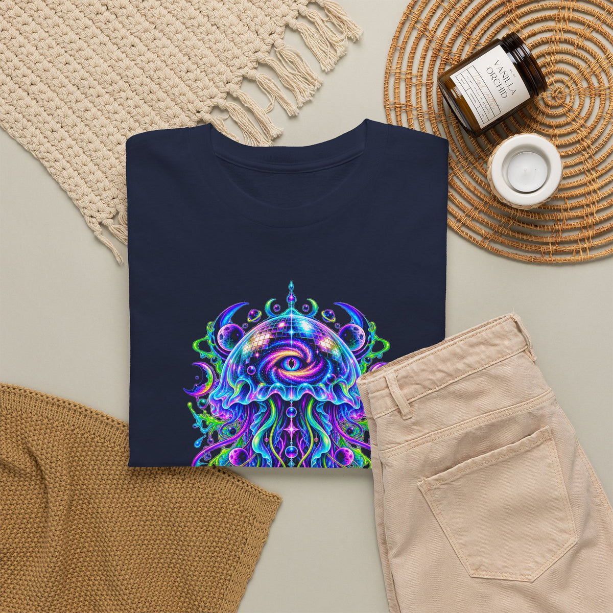 Cosmic Jellyfish T-Shirt Neon Space Psychedelic Disco Eye Tee