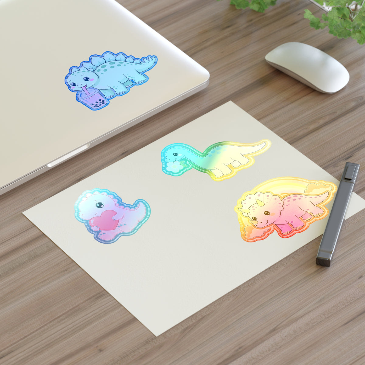Cute Kawaii Dinosaur Sticker Sheet 4 Pastel Dino Stickers Laptop Water Bottle