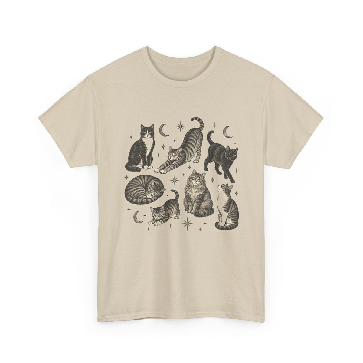 Vintage Cats and Moons T-Shirt Cute Cat Lover Celestial