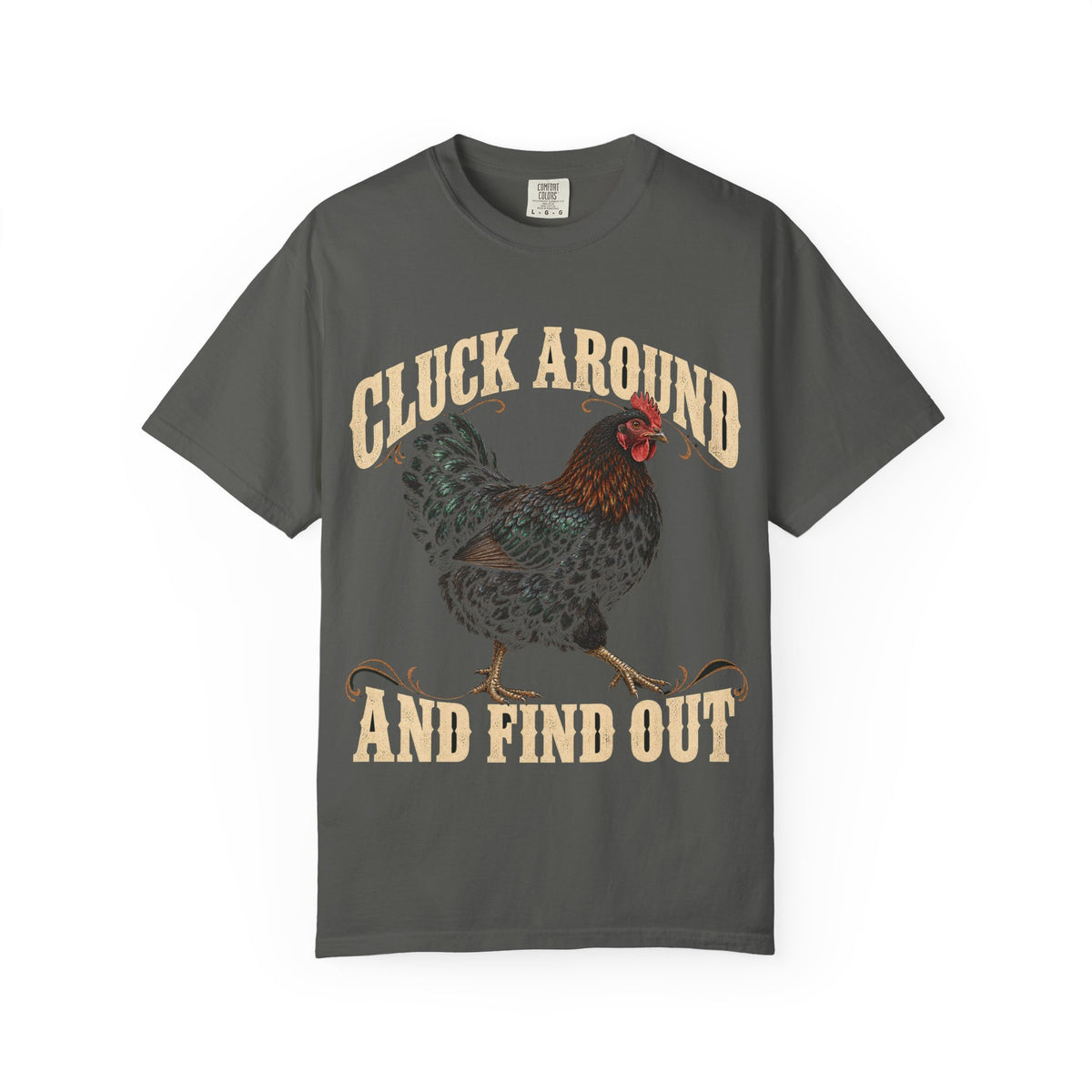 Cluck Around and Find Out Black Hen Tee Funny Chicken FAFO Pun Shirt