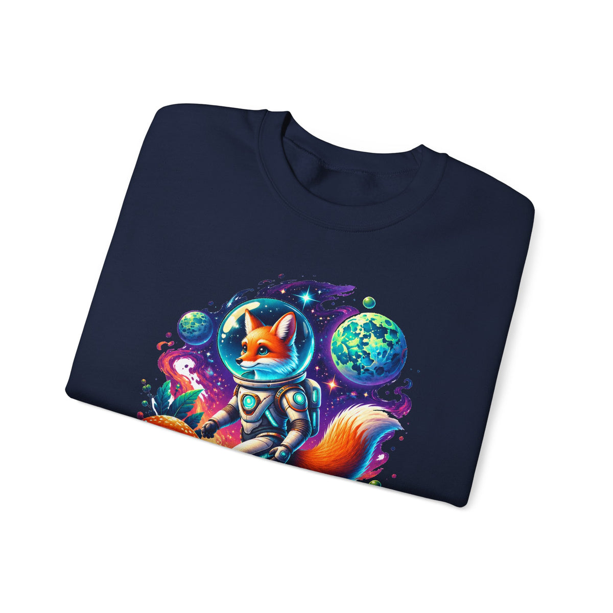 Fox Astronaut Sweatshirt Space Fox Glowing Mushroom Planet Galaxy Crewneck