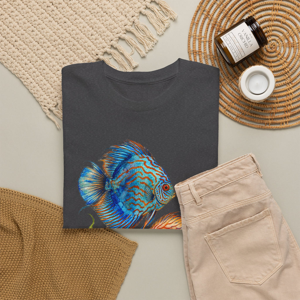 Discus Fish Duo Tee Watercolor Tropical Aquarium Fish Pair Fishkeeping Shirt