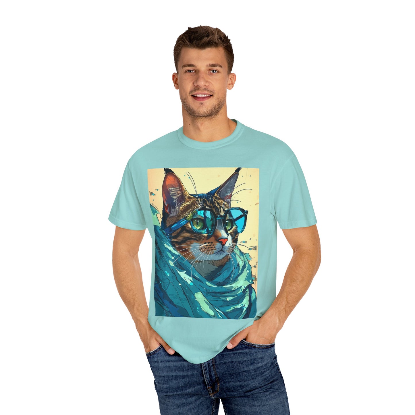 Cat Scarf Glasses T-Shirt