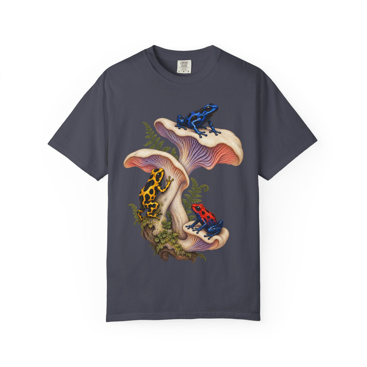 Poison Dart Frogs Mushroom Forest Tee Colorful Dart Frog Fungi Fern Wildlife Shirt