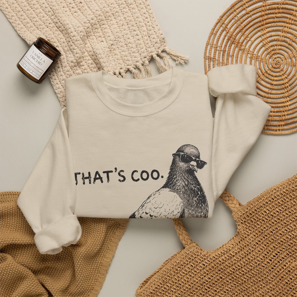 Thats Coo Pigeon Sweatshirt Funny Bird Pun Sketch