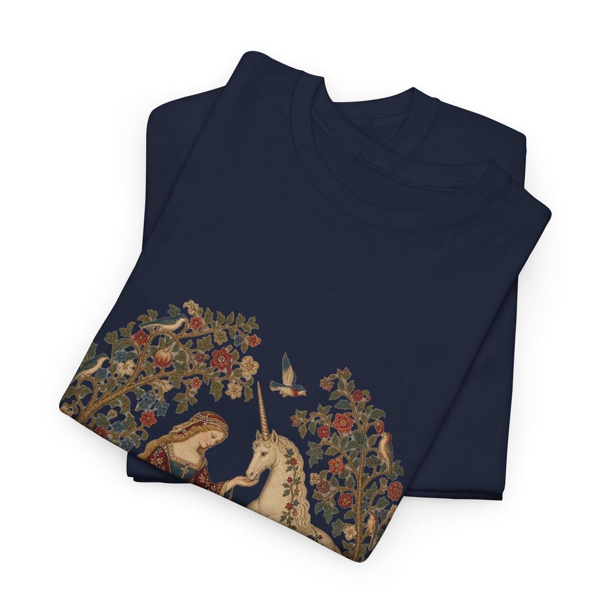 Lady and the Unicorn Tapestry T-Shirt Medieval Garden Lion Rabbit Tee