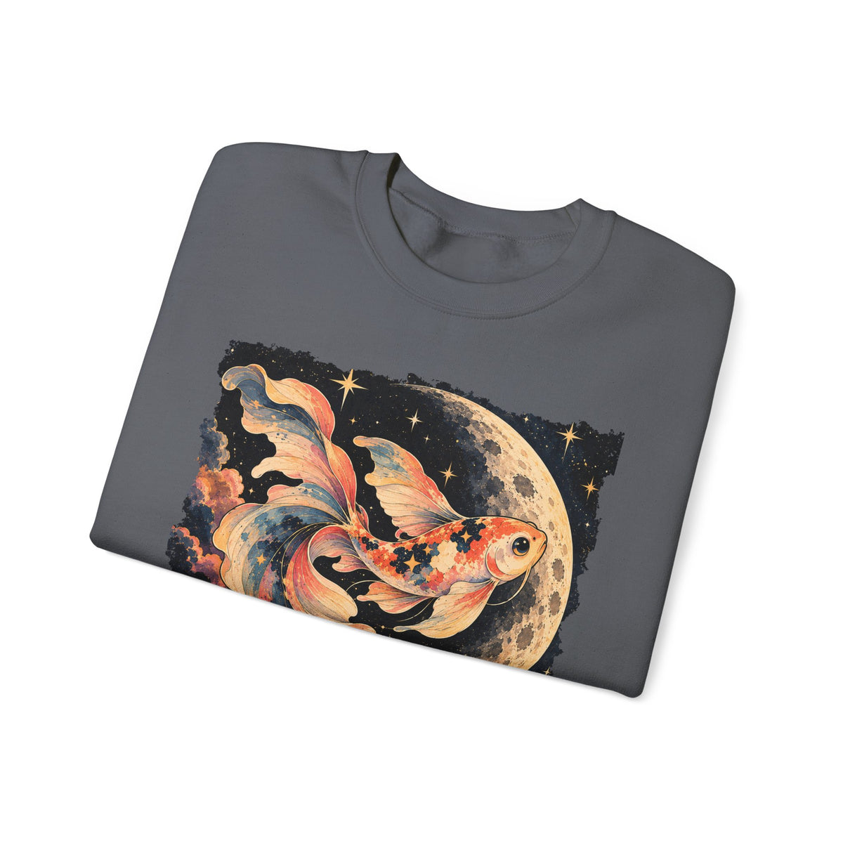 Koi Fish Moon Sweatshirt Celestial Koi Night Sky Full Moon Crewneck