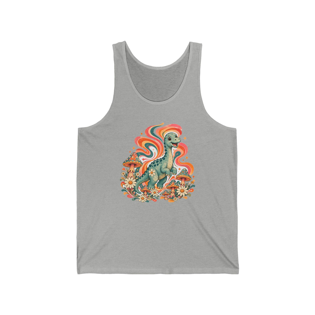Groovy Brontosaurus Tank Top Retro 70s Dinosaur Mushroom Daisy Tank