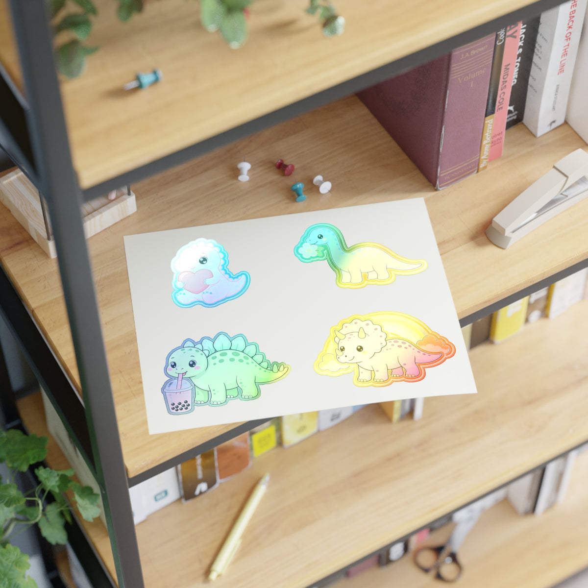 Cute Kawaii Dinosaur Sticker Sheet 4 Pastel Dino Stickers Laptop Water Bottle