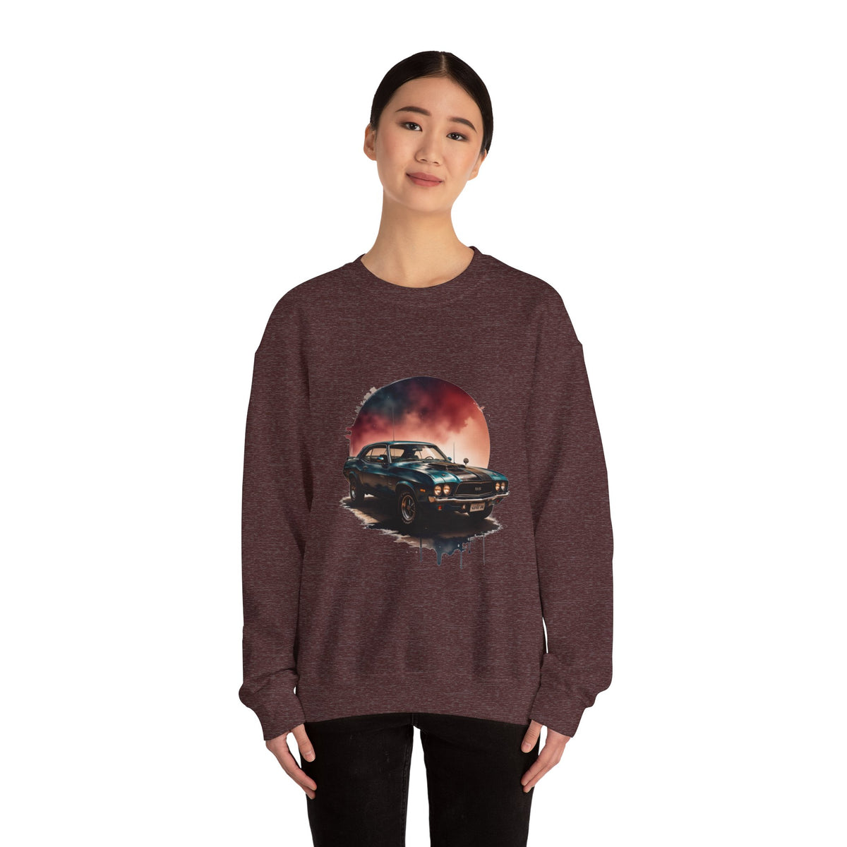 Vintage Black Muscle Car Crewneck Sweatshirt Unisex Graphic Pullover