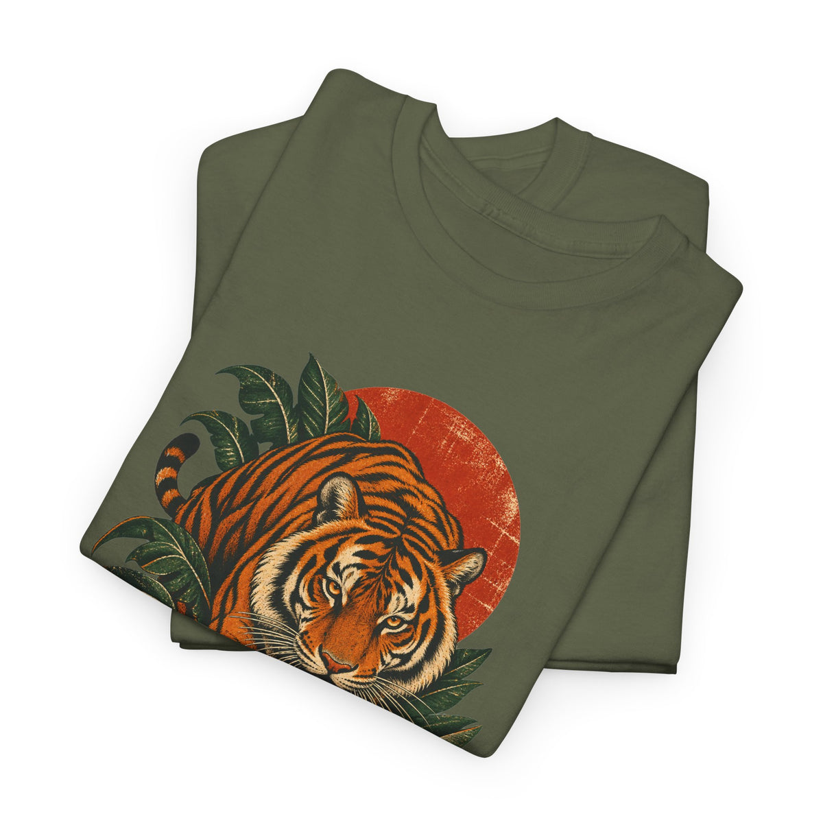 Tropical Tiger Monstera T-Shirt Jungle Cat Orange Moon Tee