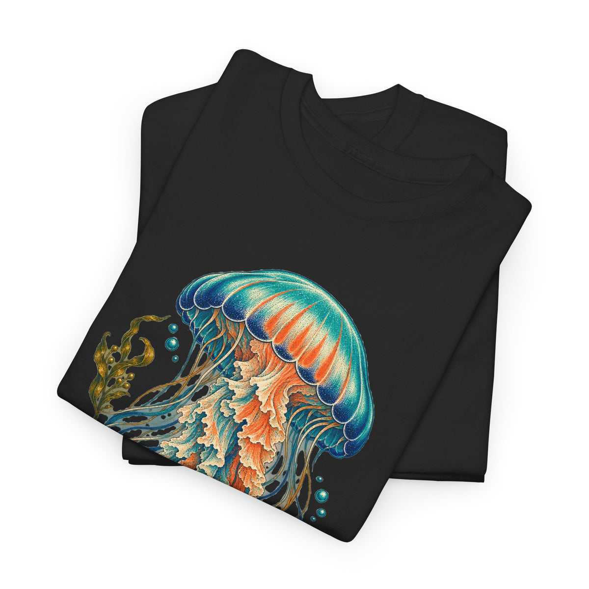 Teal Jellyfish Kelp T-Shirt Ocean Sea Life Botanical Tee