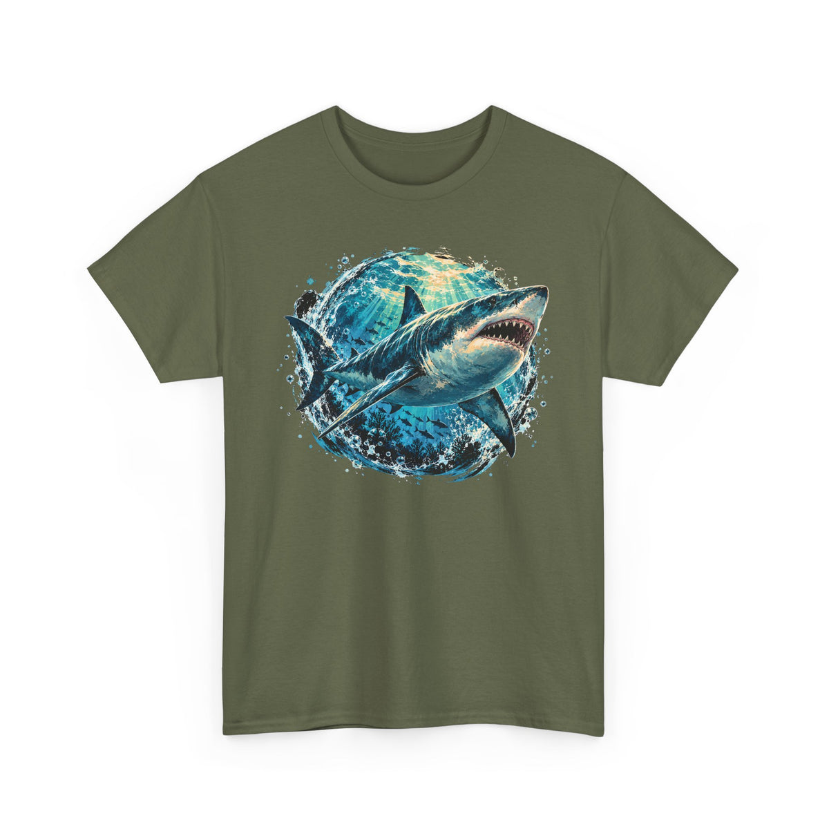 Great White Shark T-Shirt Ocean Burst Shark Jaws Sea Life Graphic Tee