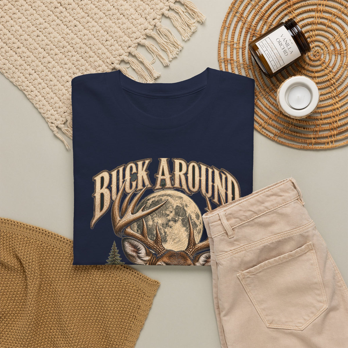 Buck Around and Find Out Moon Pines Deer Tee Funny Hunting FAFO Pun Shirt