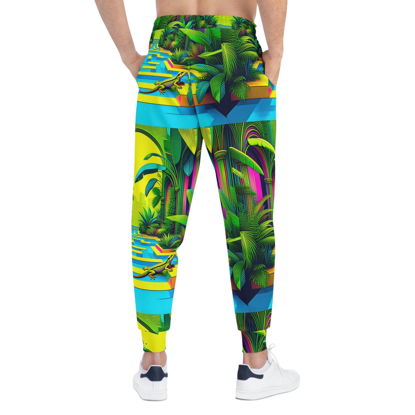 Joggers - Tropical Plants and Lizard Print