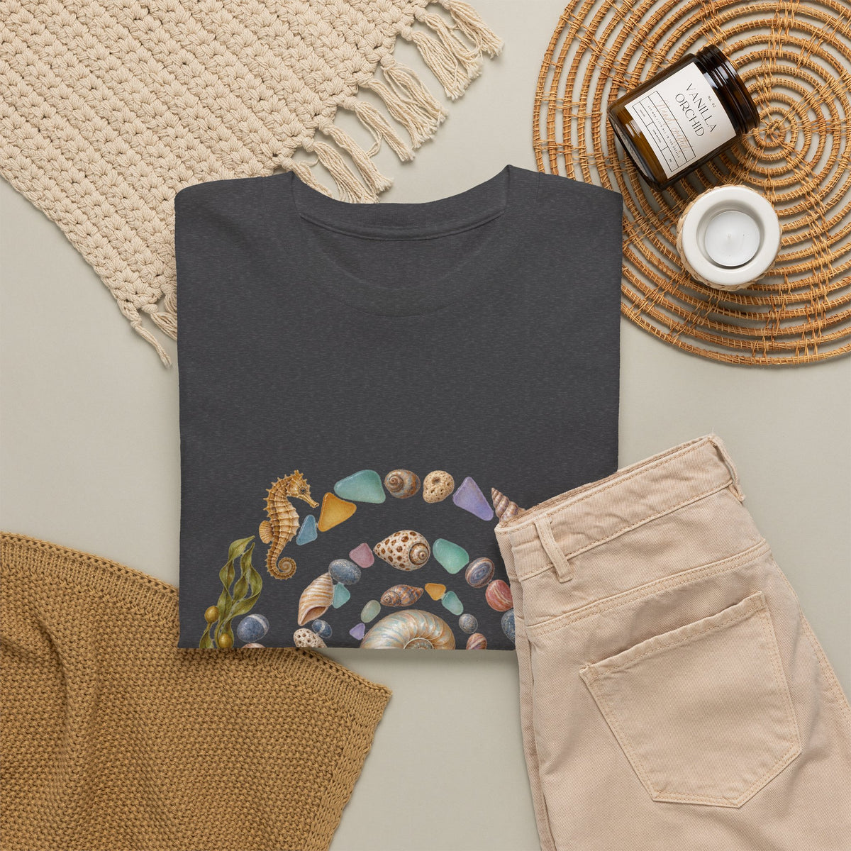 Nautilus Seashell Spiral T-Shirt Ocean Beach Shells Seahorse Starfish Tee