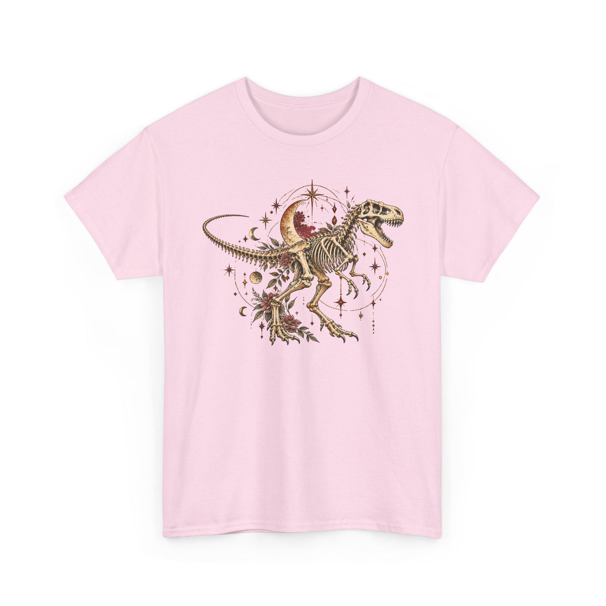 Celestial T-Rex Skeleton T-Shirt, Dinosaur Fossil Moon Stars Graphic Tee Unisex Dark Academia Shirt