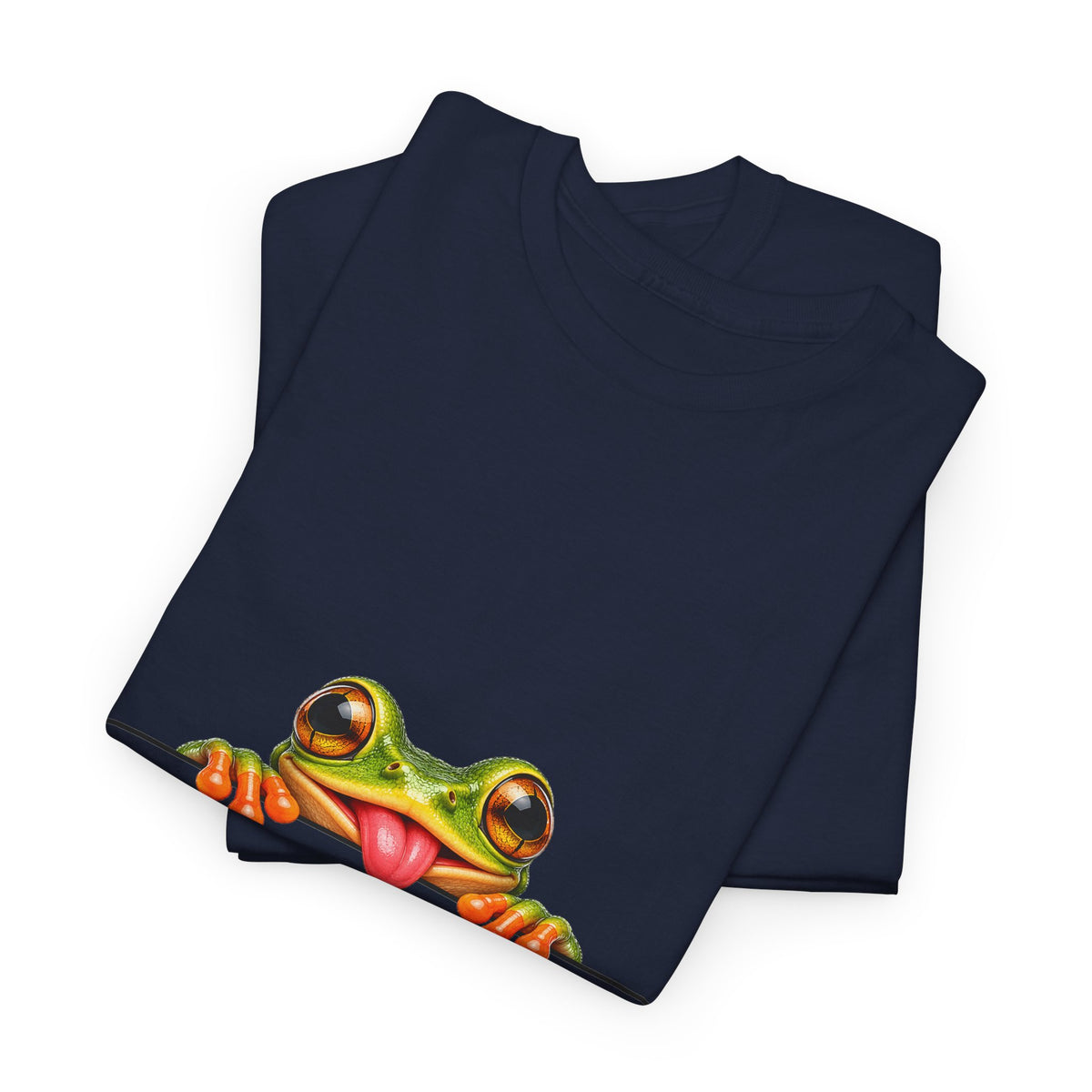 Peeking Tree Frog T-Shirt Tongue Out Over Ledge Funny Frog Lover Tee